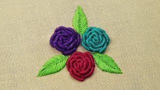 Hand Embroidery Bullion Knot Rose Stitch Embroidery  Brazilian Embroidery [upl. by Aitnauq]