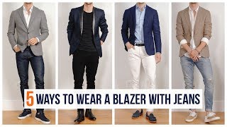 How to Wear A Blazer With Jeans  Casual Men’s Fashion  Spring Outfit Inspiration [upl. by Catt]