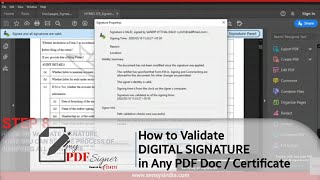 How to Validate DIGITAL SIGNATURE in Any PDF Doc  Certificate 10 Easy Steps  Sensys my PDF signer [upl. by Gene]