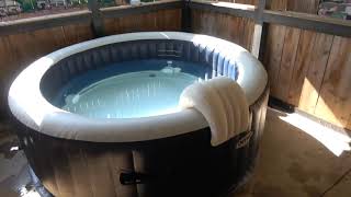 Inflatable hot tub setup and review Intex pure spa plus 4 [upl. by Hinman]