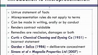 Misrepresentation Lecture 1 of 4 [upl. by Eresed]