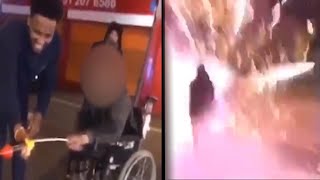 Homeless man blown up by firework in disgusting prank [upl. by Adlin867]