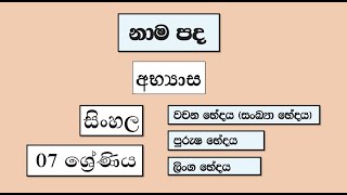 Grade 7 සිංහල  නාම පද  පුරුෂ භේදය ලිංග භේදය  Naama Pada Purusha Bhedaya [upl. by Letti]