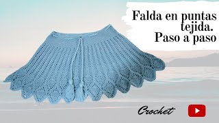 FALDA TEJIDA A CROCHET PASO A PASO Abanicos y Punto piña Ganchillo [upl. by Alvan457]