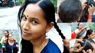 My Routine oiling Nitpicking  Lice Picking amp Combing Twin Braid Hairstyle by My Mother In Law [upl. by Kind]