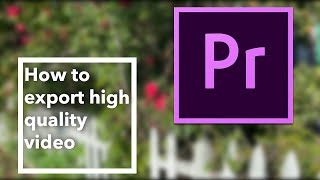 How to export high quality from Premiere Pro [upl. by Willabella]