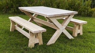 Easy DIY Project Farmhouse Table and Benches [upl. by Dorolisa]