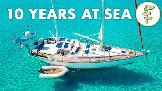 Living on a SelfSufficient Sailboat for 10 Years  FULL TOUR [upl. by Cormac768]