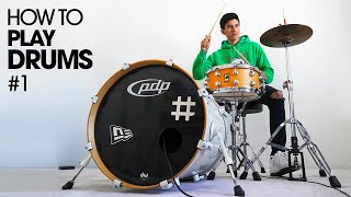 HOW TO PLAY DRUMS  Beginner Drum Lesson 1 [upl. by Inger91]