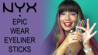 Nyx Epic Wear Eyeliner Sticks – how to sharpen swatches lasting power [upl. by Kristo]