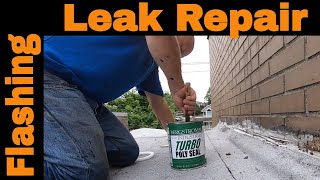 FLAT ROOF LEAK REPAIR  Commercial Roof Flashing  TURBO POLY SEAL [upl. by Aneehsat]