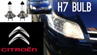 How to replace headlights bulb in Citroen C4 h7 blub [upl. by Elleinad]