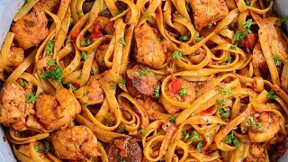 Chicken sausage and Shrimps Pasta Jambalaya [upl. by Naugan556]