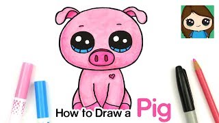 How to Draw a Baby Pig Easy  Beanie Boos [upl. by Bilak152]