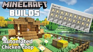 Minecraft How to Build an Automated Chicken Coop  EASY Automatic Egg Farm and Feather Farm [upl. by Aerised]