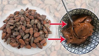 How To Make Chocolate From Cacao Nibs and Beans step by step at home Bonus chocolate sauce [upl. by Arretak]