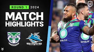 NRL 2024  Warriors v Sharks  Match Highlights [upl. by Joo]