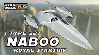 HistoryTriviaNABOO ROYAL STARSHIP Jtype 327 NubianQueen Amidala Star Wars Hyperspace Database [upl. by Sral]