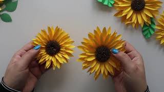 Beautiful Paper Sunflower Tutorial  DIY Small Paper Flower for Room Decoration [upl. by Kwapong122]