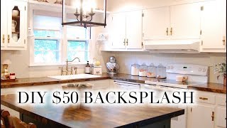 DIY 50 BACKSPLASH  Easy Paneled VGroove [upl. by Ainoet]