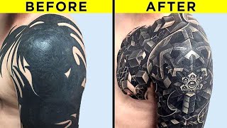 Most Creative Tattoo Cover Ups [upl. by Aniluj]