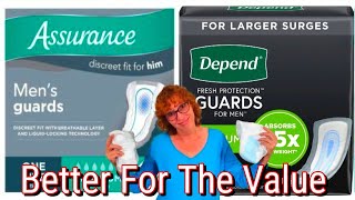 DIFFERENCES DEPENDS OR ASSURANCE MENS INCONTINENCE PADS [upl. by Leirum533]