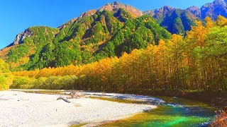 4K映像 絶景「秋 紅葉の上高地 梓川と穂高連峰」日本の美しい四季 長野県松本市 10月下旬 自然風景 [upl. by Mieka]