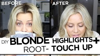 DIY Blonde Highlights And Root Touch Up Tutorial  My Updated Hair Routine [upl. by Colene]