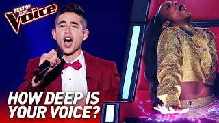 TOP 10  Unbelievably LOW Voices in The Voice [upl. by Odele788]