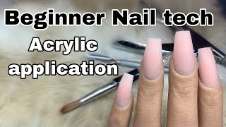 Beginner Nail Tech Tutorial  How To Acrylic Application [upl. by Ecneitap83]