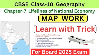 Map Work  CBSE Class 10 Geography Chapter 7 Lifelines of National Economy airports  Board 2023 [upl. by Norri]