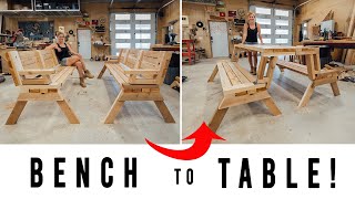 DIY Folding Bench  Turns Into a Table [upl. by Kieger]