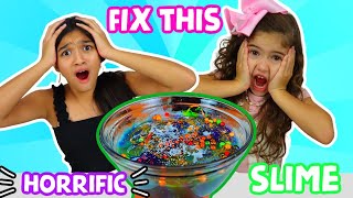 FIX THIS HORRIFIC SLIME CHALLENGE Jasmine and Bella [upl. by Etteragram]