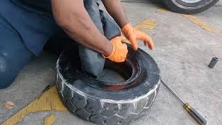 fork lift tire change [upl. by Edrahc]