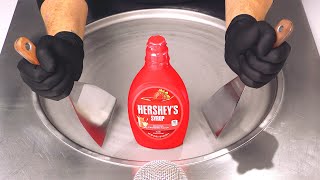 Hersheys Syrup  Ice Cream Rolls  how to make Strawberry Sauce to rolled fried Ice Cream  ASMR [upl. by Garratt]