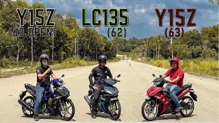 Y15z 63open vs Lc135 62 vs Y15z 63 Drag race  Battle of Yamaha  S2 episode 12 [upl. by Lilah]