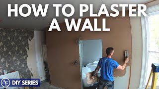 HOW TO PLASTER A WALL  DIY Series  Build with AampE [upl. by Mcloughlin]