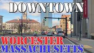 Worcester  Massachusetts  4K Downtown Drive [upl. by Dragoon]