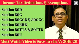 Income Tax Deductions  Section 80TTB  80D  80G  80GGB  80U  80TTA  80RRB  80GGC  Taxpundit [upl. by Gaither]