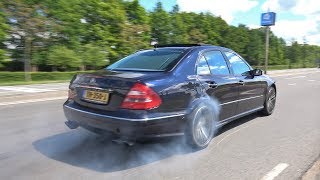 MercedesBenz E55 AMG V8 Kompressor BURNOUTS amp ACCELERATIONS [upl. by Demmer]