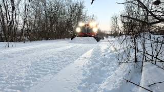 Snowmobile Trail Grooming  Ontonagon County Michigan [upl. by Lemmuela]