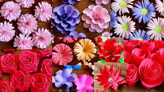 10 Simple and Beautiful Paper Flowers  Paper Craft  DIY Flowers  Home Decor [upl. by Nahttam]