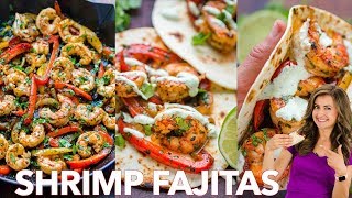 Easy Shrimp Fajitas Recipe  One  Pan  30  Minute Dinner [upl. by Mchail726]