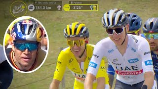 Tadej Pogacar LAUGHS at Wout van Aert TANTRUM  Tour de France 2023 Stage 2 [upl. by Naniac]