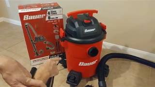 Harbor Freight Bauer 6 Gallon Wet Dry Vacuum Review [upl. by Notyalc208]