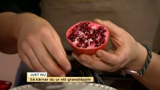 Så kärnar du ur ett granatäpple – steg för steg  Nyhetsmorgon TV4 [upl. by Yaner265]