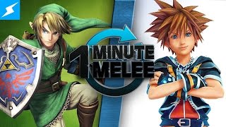 One Minute Melee  Link Vs Sora Zelda vs Kingdom Hearts 60fps [upl. by Eilssel456]