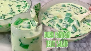 Buko Pandan Jelly Salad Recipe  Creamy Buko Pandan Drink  How to make Buko Pandan Dessert [upl. by Sucramad739]