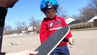 2 Year Old Gets His First Skateboard [upl. by Maeve385]