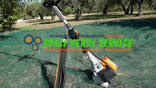 Prova abbacchiatore olive a scoppio Stihl motore Kombi e accessorio SPKM [upl. by Imena]